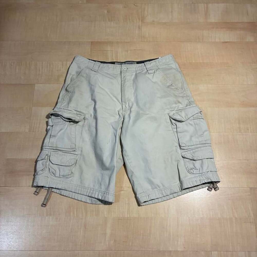 Lee Dungarees Cargo Shorts Mens Size 34 Beige Y2K Skater Baggy